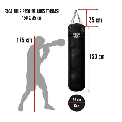 Excalibur Proline 150 x 35 cm Salon Tipi Boks Torbası Siyah
