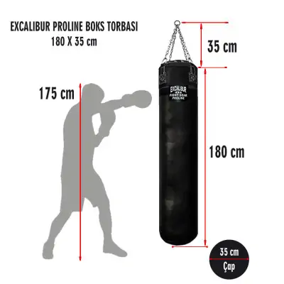 Excalibur Proline 180 x 35 cm Salon Tipi Boks Torbası Siyah