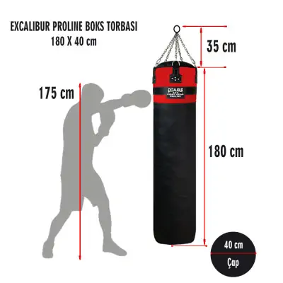 Excalibur Proline 180 x 40 cm Salon Tipi Boks Torbası Kırmızı 2
