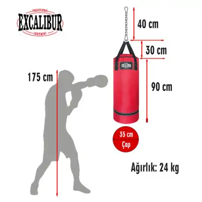 Polystar 90 x 35 cm Boks Torbası Kırmızı