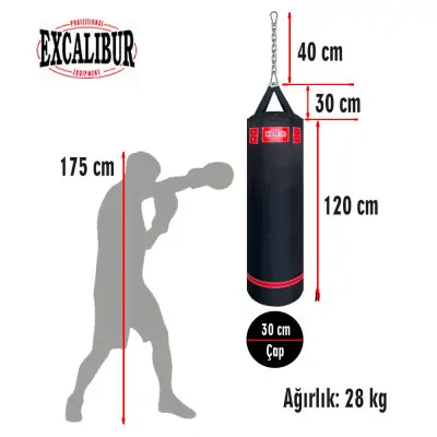 Polystar 120 x 30 cm Boks Torbası Siyah Eldiven Hediyeli