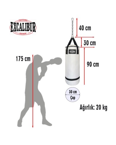 Polystar 90 x 30 cm Boks Torbası Beyaz - Eldiven Hediyeli