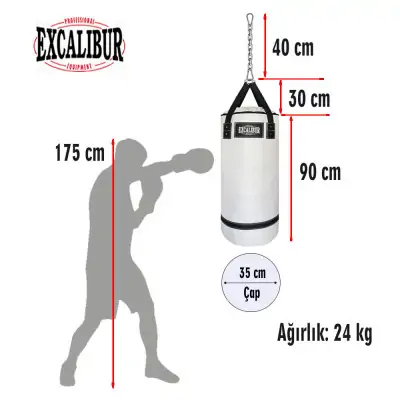 Polystar 90 x 35 cm Boks Torbası Beyaz - Eldiven Hediyeli