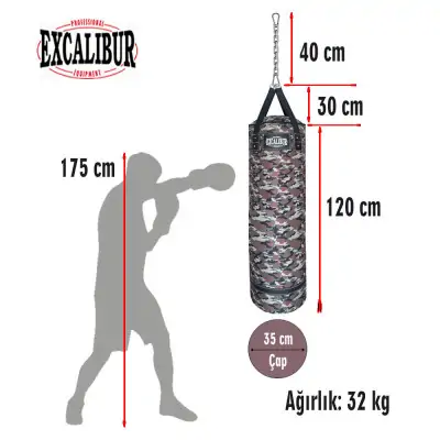 Polystar 120 x 35 cm Boks Torbası Camo - Eldiven Hediyeli