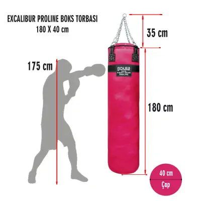 Excalibur Proline 180 x 40 cm Salon Tipi Boks Torbası Kırmızı