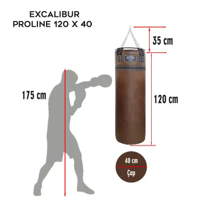 Excalibur Proline 120 x 40 cm Salon Tipi Çemberli Boks Torbası Kahve