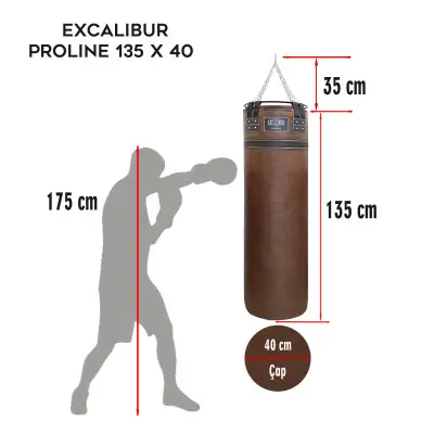 Excalibur Proline 135 x 40 cm Salon Tipi Çemberli Boks Torbası Kahve