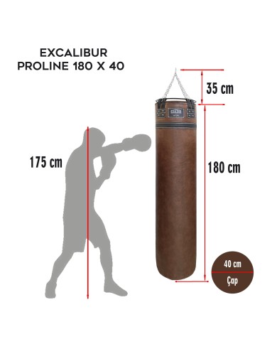 Excalibur Proline 180 x 40 cm Salon Tipi Çemberli Boks Torbası Kahve