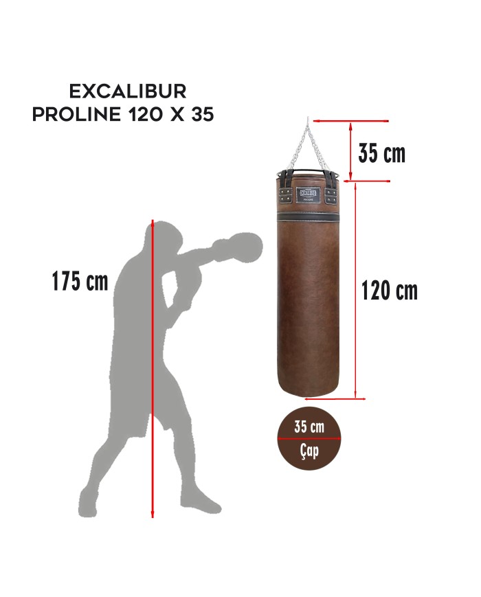 Excalibur Proline Salon Tipi Çemberli Boks Torbası Kahve 35 cm Çap