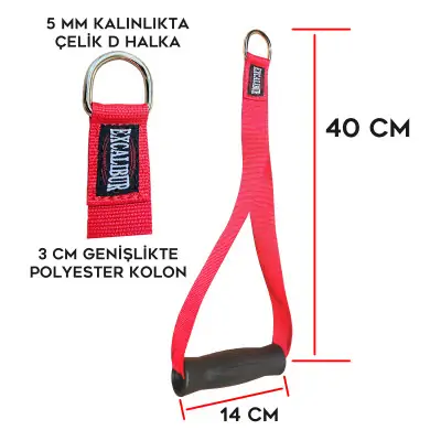 Excalibur Fitness Çekiş Elciği - 40 Cm Elcik Kırmızı Çift