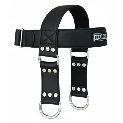 Excalibur Deri Baş Boyun Ağırlık Kayışı Siyah