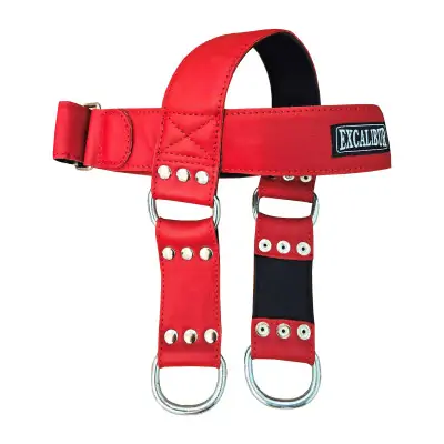 Excalibur Deri Baş Boyun Ağırlık Kayışı Kırmızı