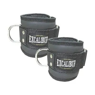 Excalibur Deri Ayak Bilek Kayışı Siyah Çift