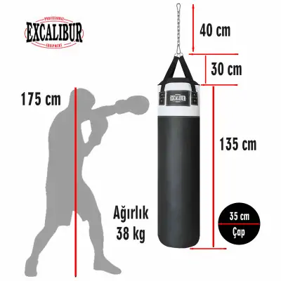 Excalibur Sunstar 135 x 35 cm Boks Torbası Beyaz