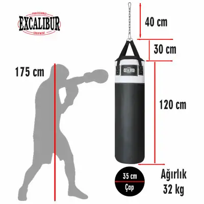 Excalibur Sunstar 120 x 35 cm Boks Torbası Beyaz
