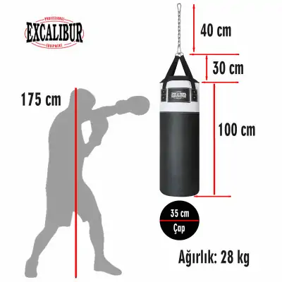 Excalibur Sunstar 100 x 35 cm Boks Torbası Beyaz