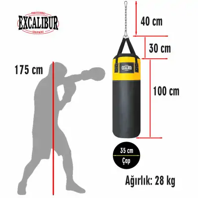 Excalibur Sunstar 100 x 35 cm Boks Torbası Sarı