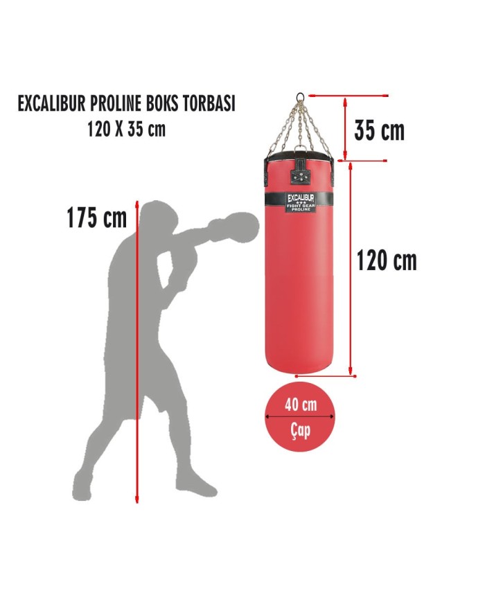 Excalibur Proline Salon Tipi Boks Torbası Kırmızı 40 cm Çap