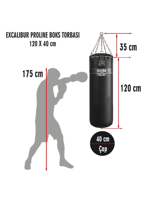 Excalibur Proline Salon Tipi Boks Torbası Siyah 40 cm Çap