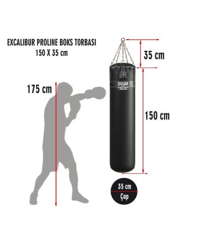 Excalibur Proline 150 x 35 cm Salon Tipi Boks Torbası Siyah