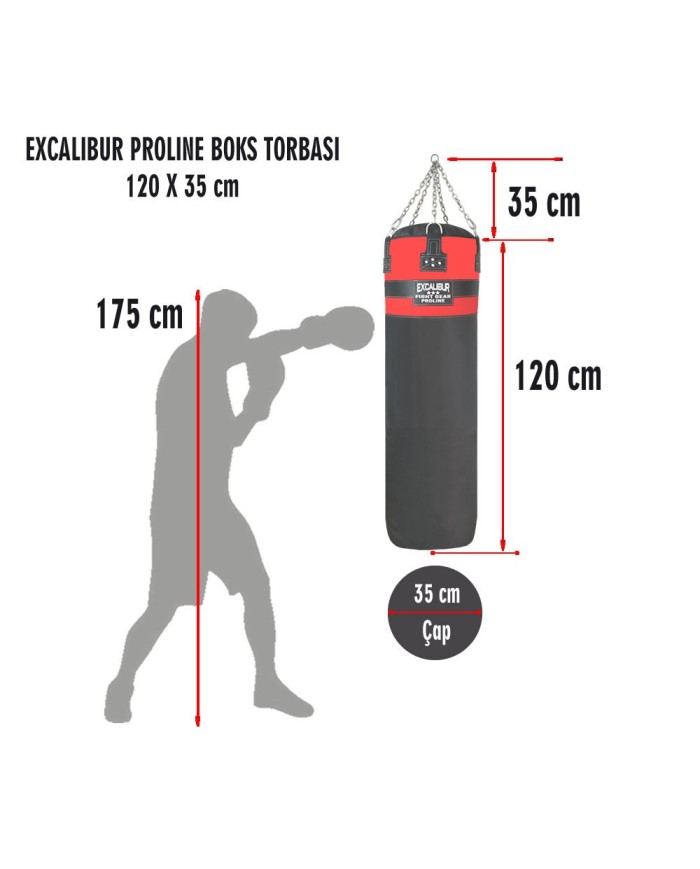 Excalibur Proline Salon Tipi Boks Torbası Kırmızı Syh 35 cm Çap