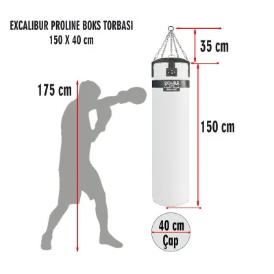 Excalibur Proline 150 x 40 cm Salon Tipi Boks Torbası Beyaz