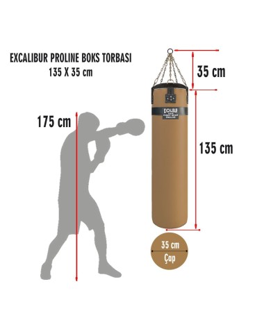 Excalibur Proline 135 x 35 cm Salon Tipi Boks Torbası Taba