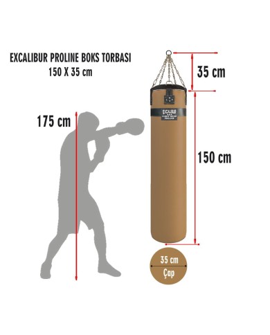 Excalibur Proline 150 x 35 cm Salon Tipi Boks Torbası Taba