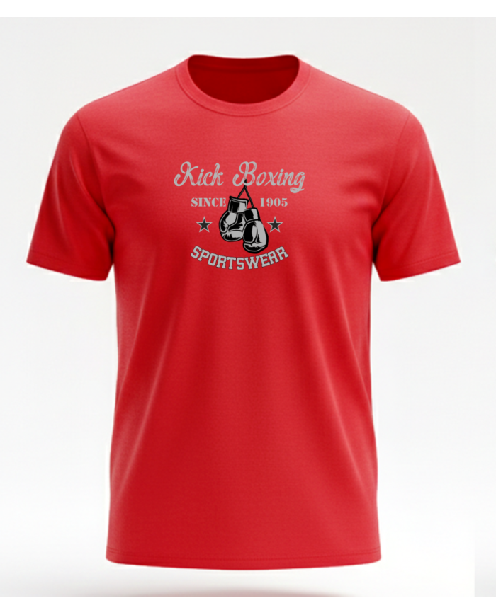 Kick Boxing T-Shirt % 100 Pamuk Kickboks Tişört Kırmızı