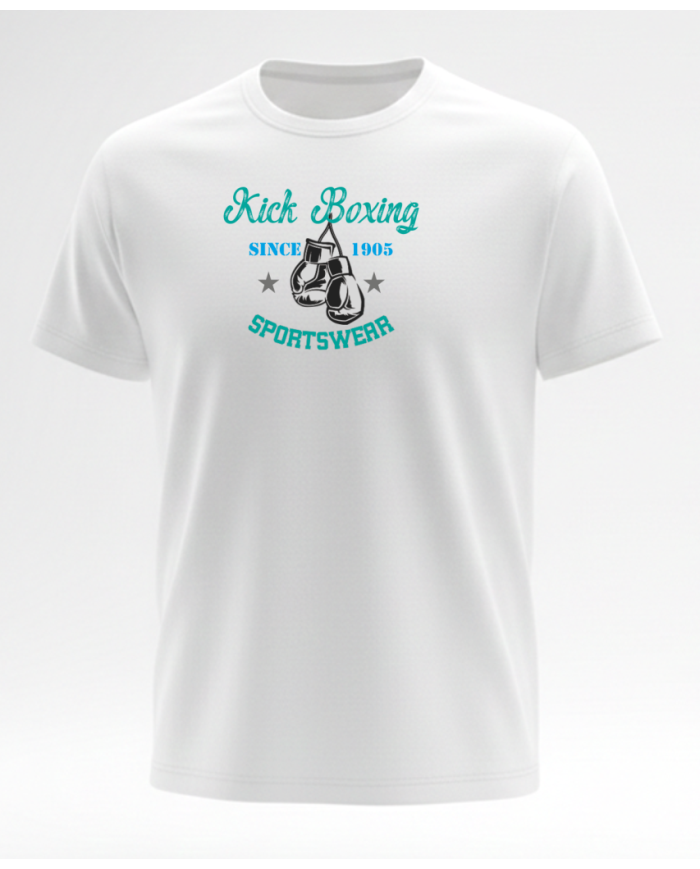 Kick Boxing T-Shirt % 100 Pamuk Kickboks Tişört Beyaz