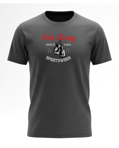 Kick Boxing T-Shirt % 100 Pamuk Kickboks Tişört Antrasit
