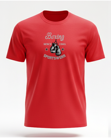 Boxing Boks Tişört % 100 Pamuk Kırmızı