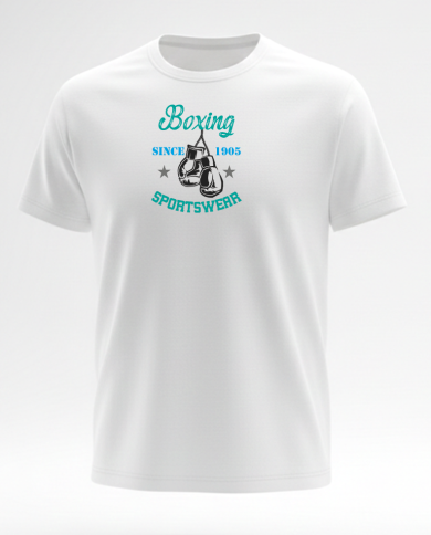 Boxing Boks Tişört % 100 Pamuk Beyaz