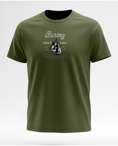 Boxing Boks Tişört % 100 Pamuk Haki