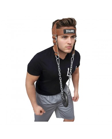 Excalibur Deri Baş Boyun Ağırlık Kayışı Kahve