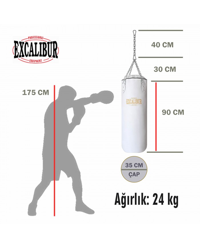 Excalibur Klasik Boks Torbası Beyaz