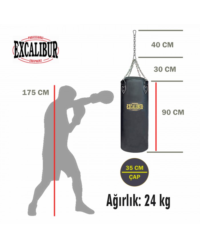 Excalibur Klasik Boks Torbası Siyah
