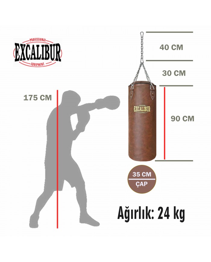 Excalibur Klasik Boks Torbası Kahve