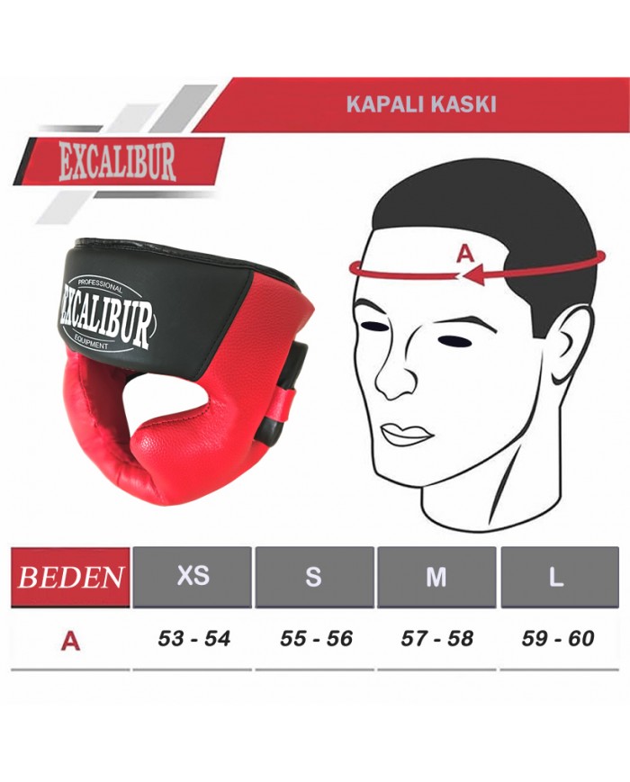 Excalibur Kafa Koruyucu Kapalı Kask Kırmızı