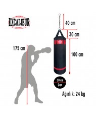 Excalibur 100 x 30 cm 24 Kg Polystar Boks Torbası Siyah