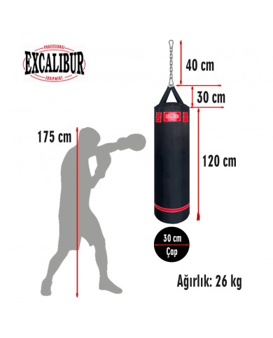 Excalibur 120 x 30 cm 26 Kg Polystar Boks Torbası Siyah
