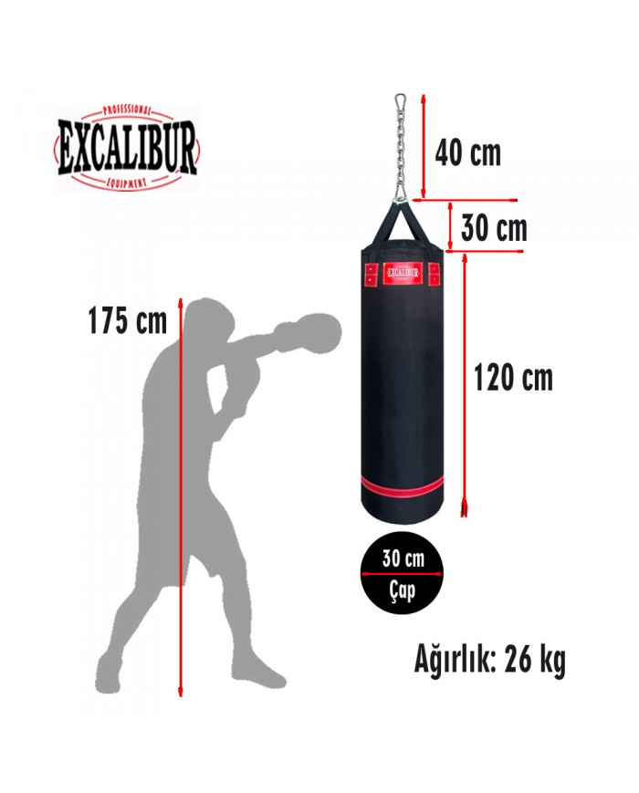 Excalibur 120 x 30 cm 26 Kg Polystar Boks Torbası Siyah