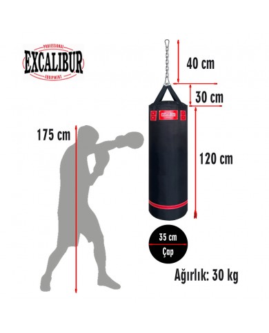 Excalibur 120 x 35 cm 30 Kg Polystar Boks Torbası Siyah