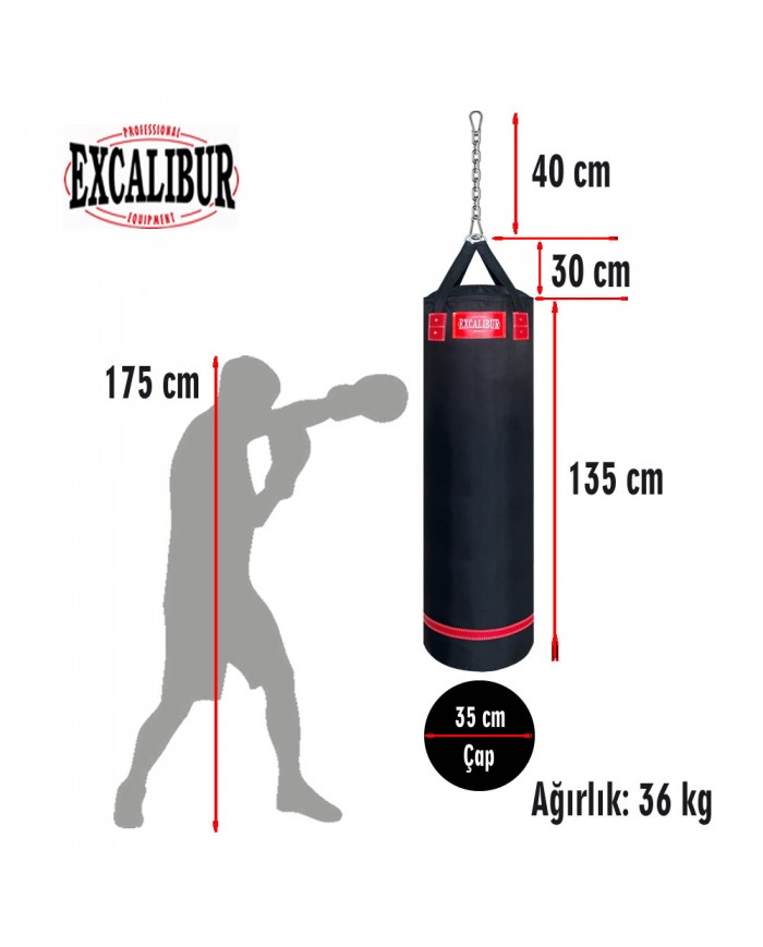 Excalibur 135 x 35 cm 36 Kg Polystar Boks Torbası Siyah