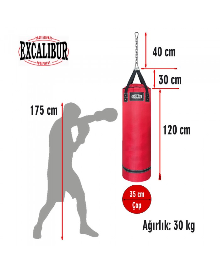 Excalibur 120 x 35 cm 30 Kg Polystar Boks Torbası Kırmızı