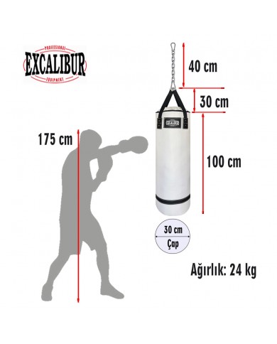 Excalibur 100 x 30 cm 24 Kg Polystar Boks Torbası Beyaz