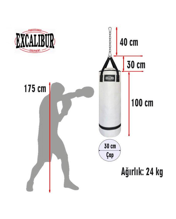 Excalibur 100 x 30 cm 24 Kg Polystar Boks Torbası Beyaz