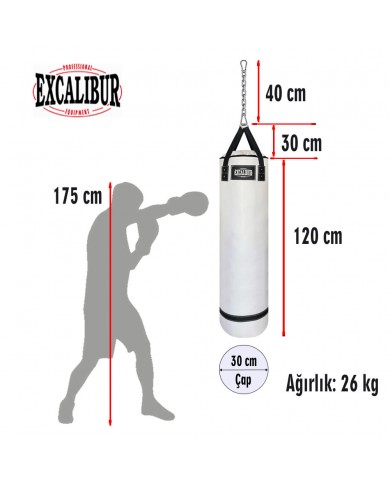 Excalibur 120 x 30 cm 26 Kg Polystar Boks Torbası Beyaz