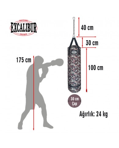 Excalibur 100 x 30 cm 24 Kg Polystar Boks Torbası Kamuflaj