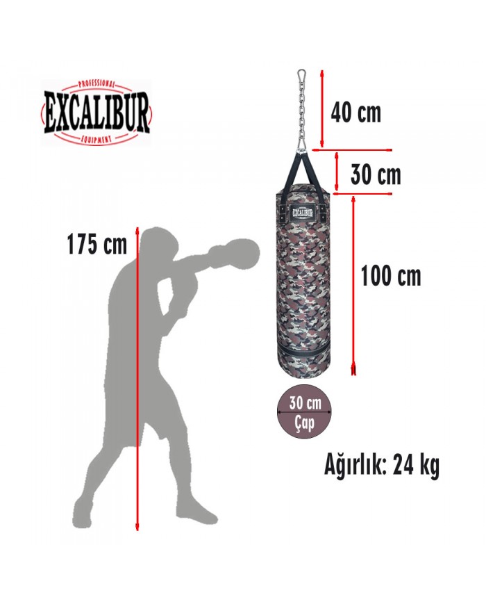 Excalibur 100 x 30 cm 24 Kg Polystar Boks Torbası Kamuflaj